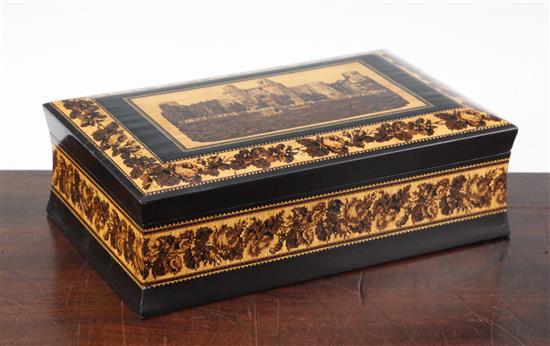 A Victorian Tunbridge ware casket, 9.75in.